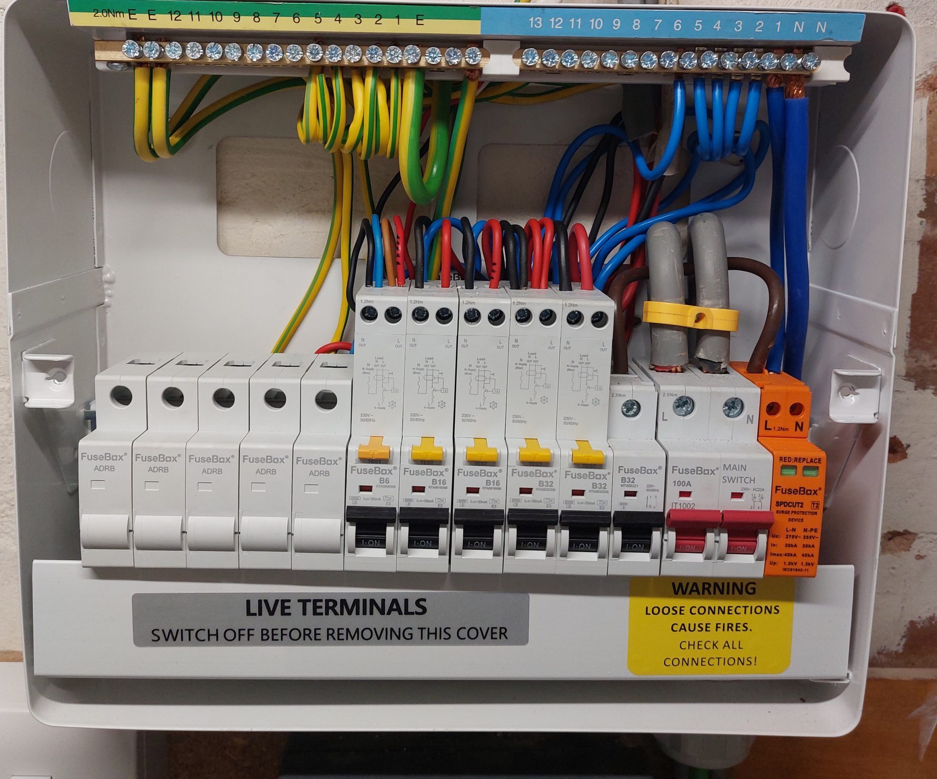 New FuseBox consumer unit fully wired and labelled after installation