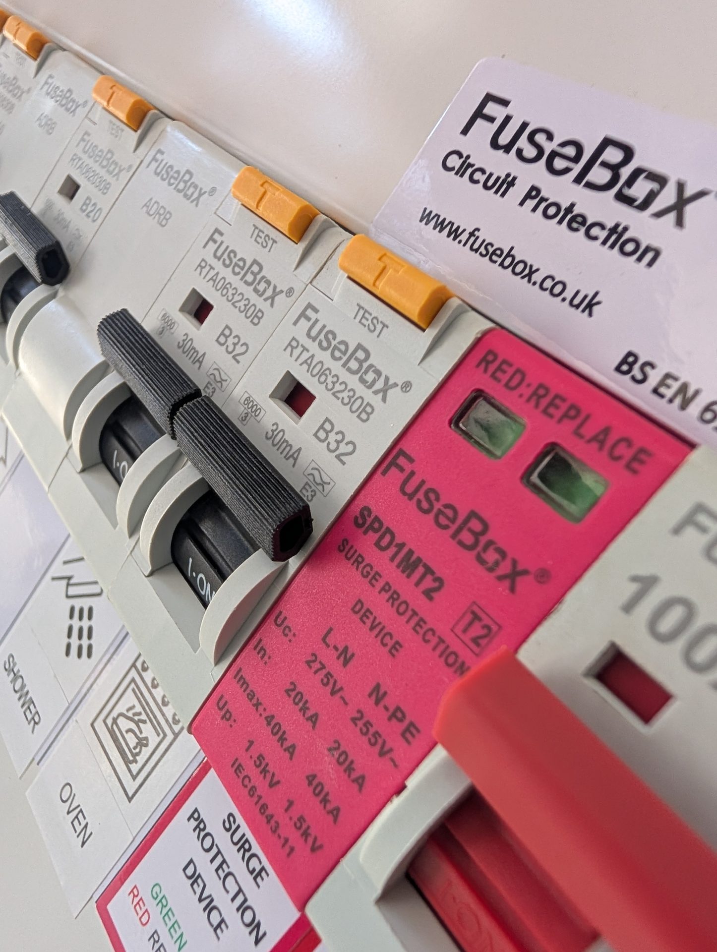 FuseBox SPD surge protection device fitted as standard in a consumer unit upgrade